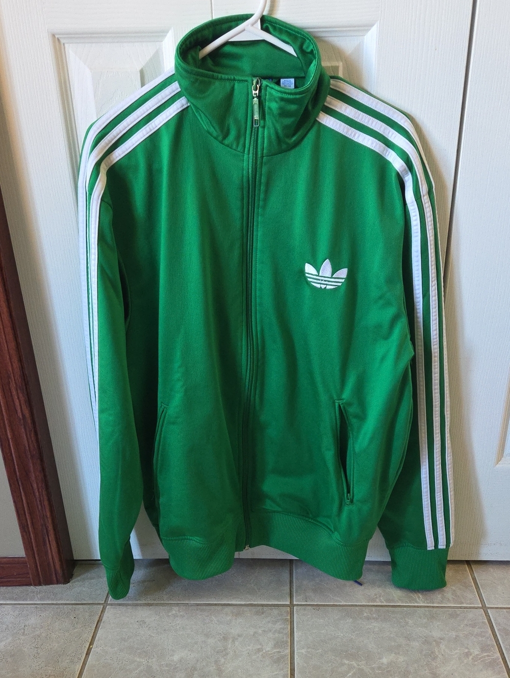 adidas Originals Green Track Jacket with White Three-Stripes - FireBird - HTF
